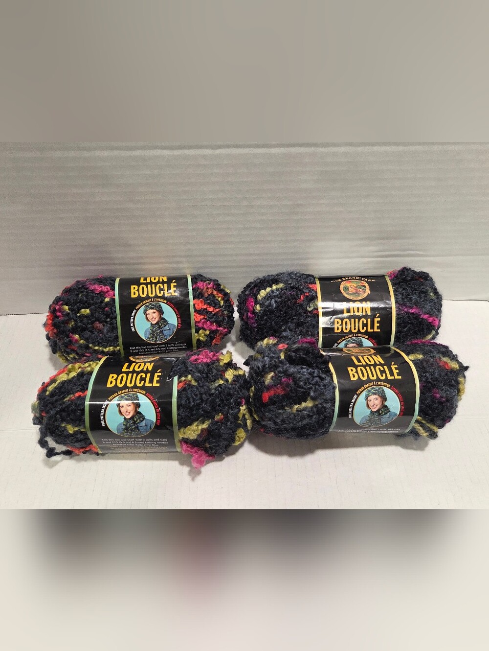 Lion Brand Boucle Licorice Yarn Lot Of 4 Skeins